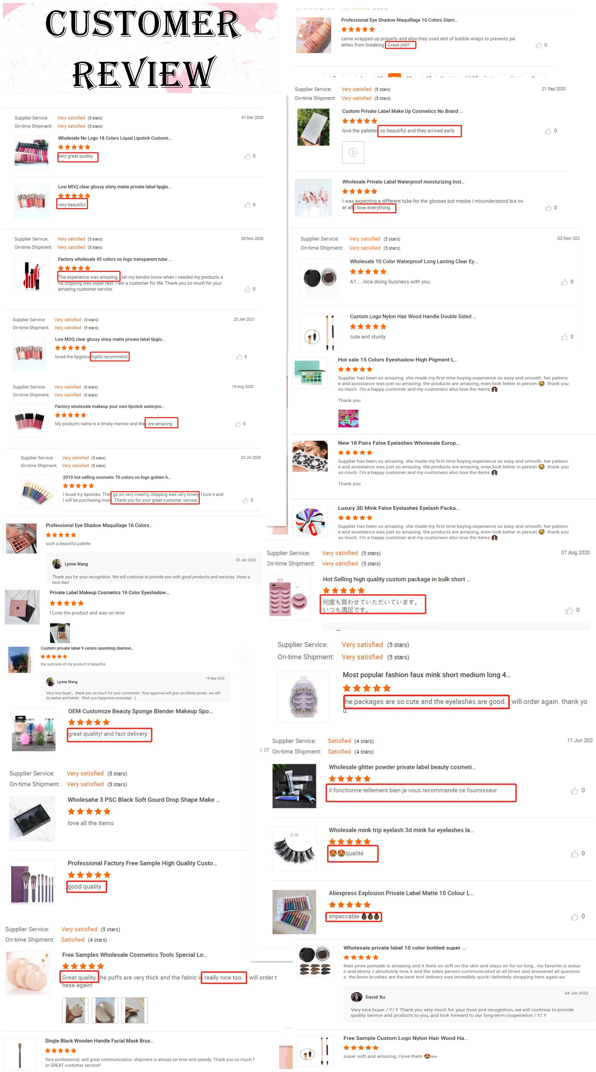 Customer feedback reviews