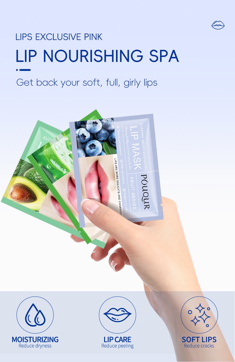 Wholesale Hydrating Collagen Lip Moisturizing Sheet Pouqur Light Lines Crystal Material Lip Mask Patch