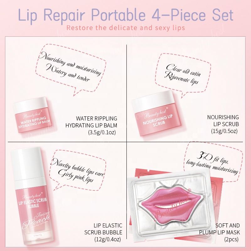 Lip Skin Care Travel Kit Private Label Nourishing Remove Dead Skin Lip Balm Stick Mask Exfoliating Scrub 5PCS Lip Care Set