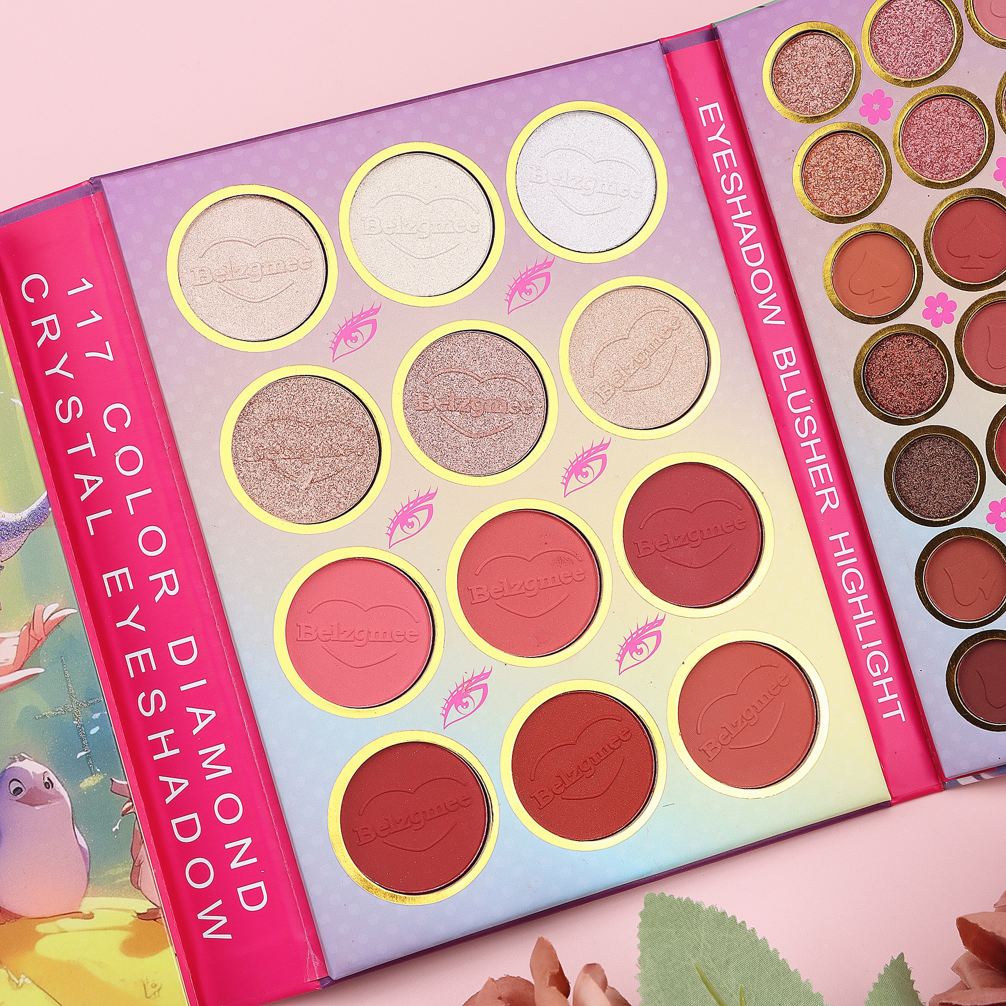 Wholesale Korena 117 Color Cartoon Girl Beauty Palette Book Duochrome Sequin Integrated High Pigment Sheglan Makeup Eye Shadows