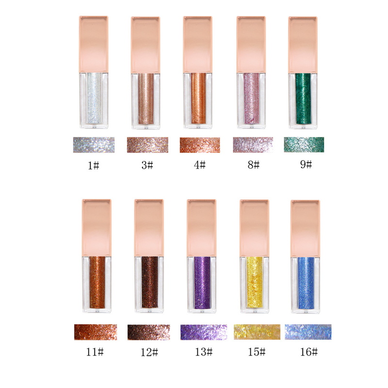 Shimmer Glitter Liquid Eyeshadow 10 Colors Metallic Purple &amp; Golden Party Eyes Makeup Pigment Diamond Finish Cosmetic Powder