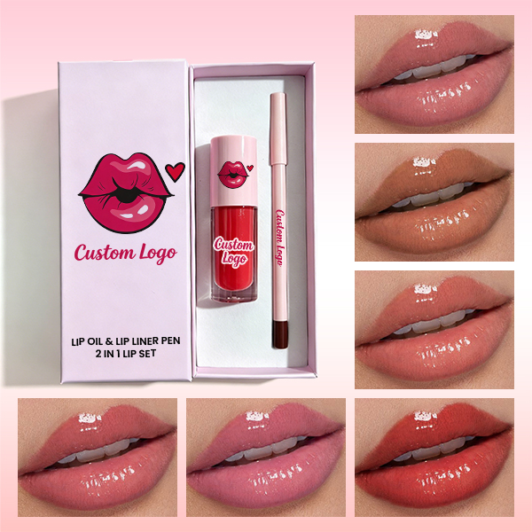Cosmetics Makeup Gift Sets Can Add Logo Long Lasting Lip Gloss Matte Lipgloss And Lip Liner Set Lip Comb Kit