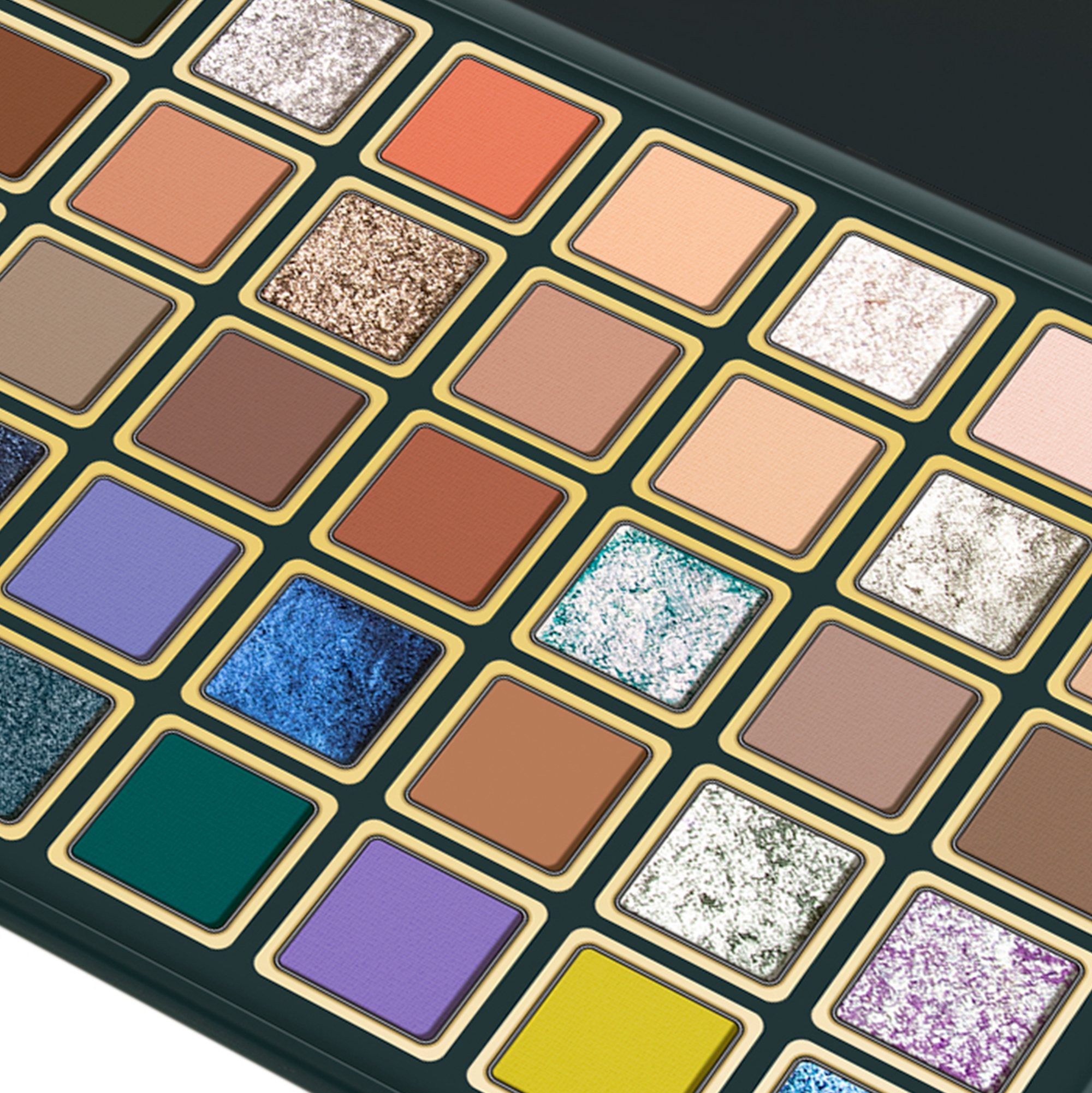 Ultra-Pigmented 35-Color Prismatic Pro Palette Bold Cream-Butter Shadows with Iridescent Shine Blendable Luxury Eye Shadow