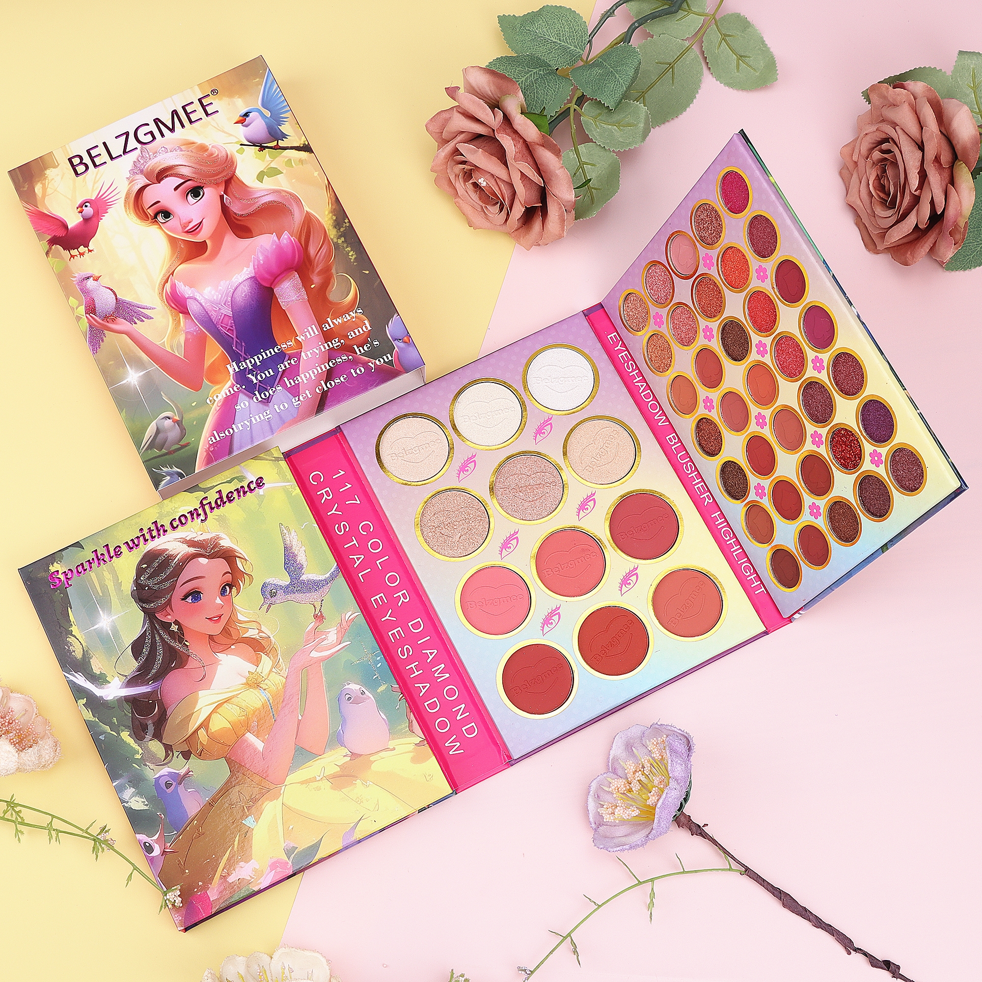 Wholesale Korena 117 Color Cartoon Girl Beauty Palette Book Duochrome Sequin Integrated High Pigment Sheglan Makeup Eye Shadows