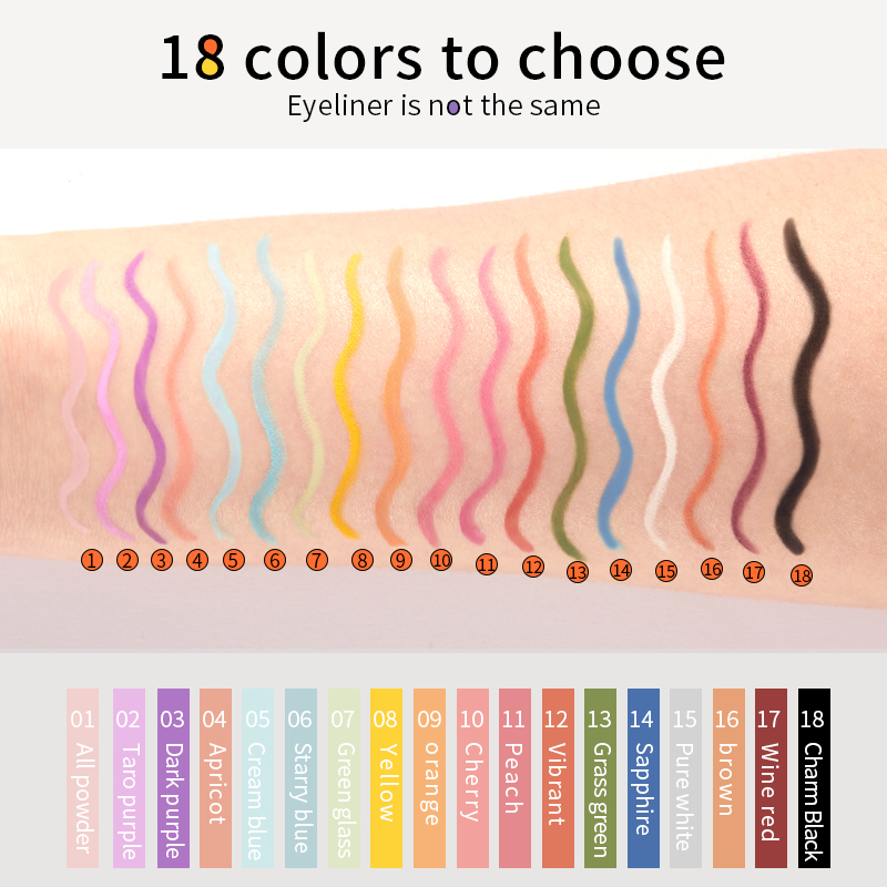 Custom Logo Smooth Waterproof 18 Colors Matte Gel Eyeliner Pencil Private Label Long Lasting Non-fading Eyes Makeup