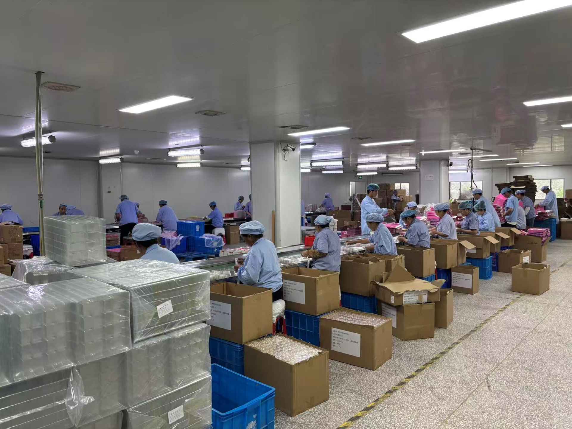 Final packaging of cosmetic products at Nebula Beauty factory