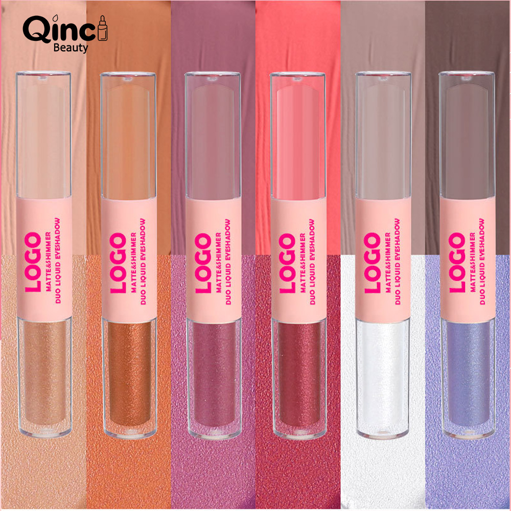 Private Label Double Head Liquid Eyeshadow Glitter Finish Hyaluronic Acid Hydrating Quick Dry Dewy Brightening Eye Makeup