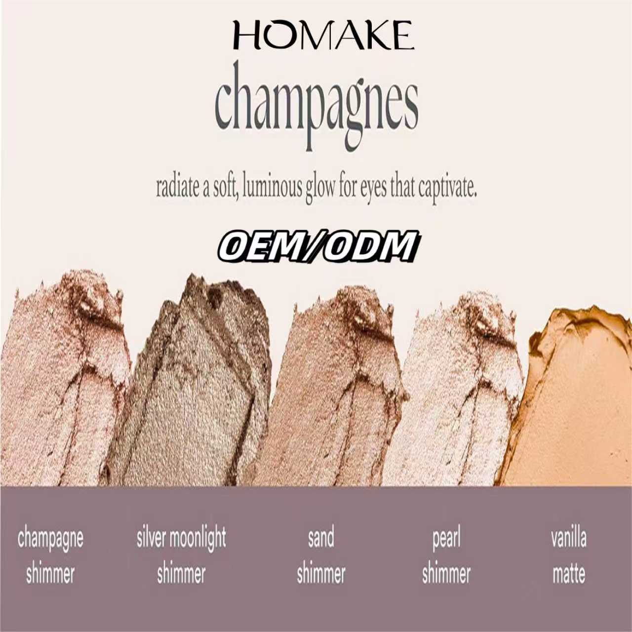 HONGMEI OEM Mineral Cream-to-Powder Waterproof Eyeshadow Stick Champagne Shimmer Metallic Luminous Crease-Proof Golden-Beige