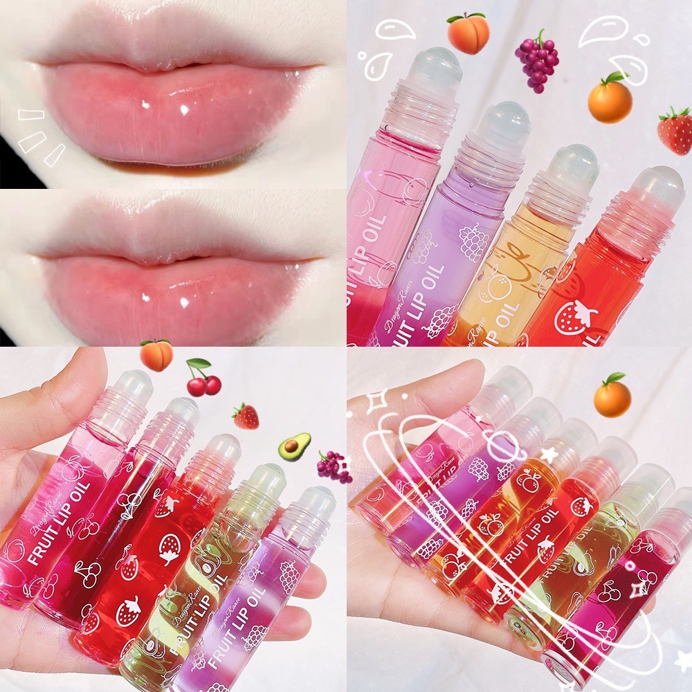 Fresh Fruit Roll-on Lip Balm Lip Makeup Primer Moisturizing Clear Transparent Oil Long Lasting Hydrating Lip Gloss Cosmetics
