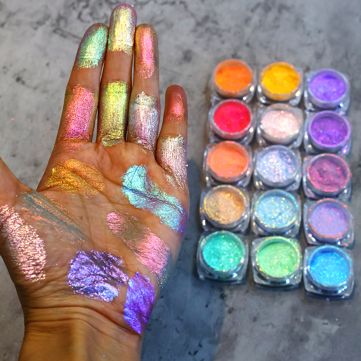 High Iridescence Aurora Multichrome Pigment Powder Loose Hypershift Eyeshadow Pigment, Candy Chameleon Color Shift for Eyes