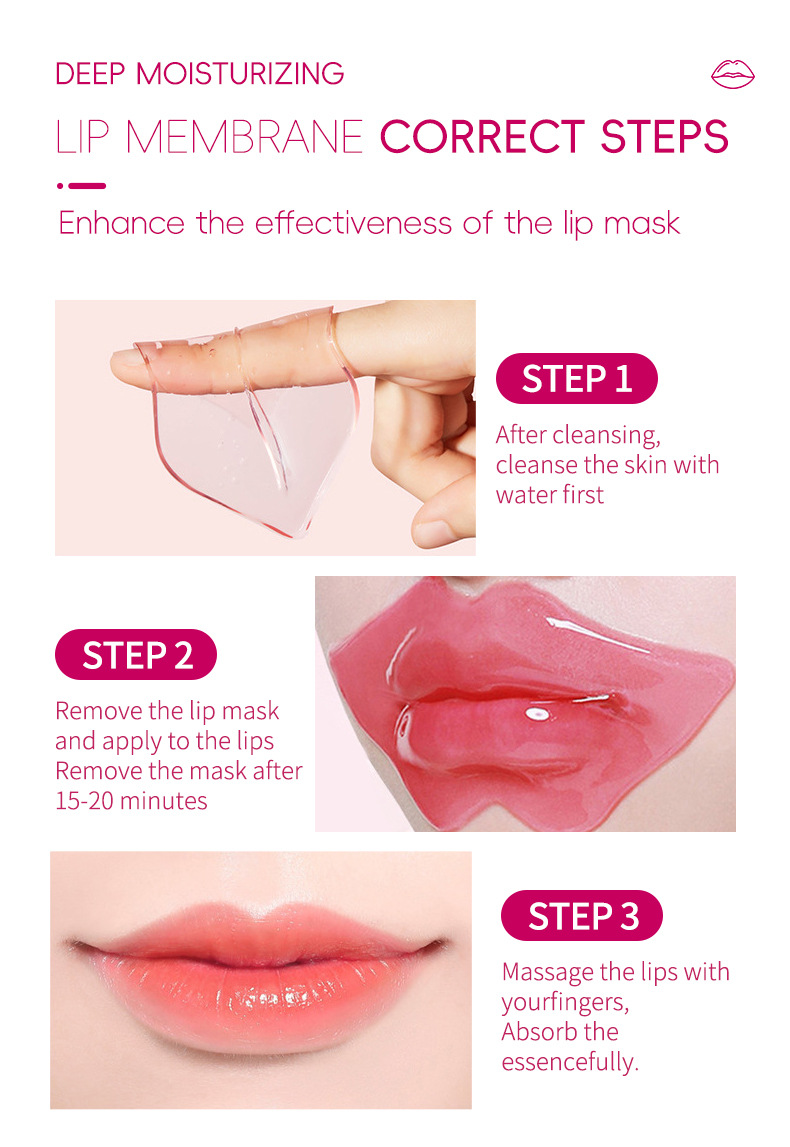 Wholesale Hydrating Collagen Lip Moisturizing Sheet Pouqur Light Lines Crystal Material Lip Mask Patch