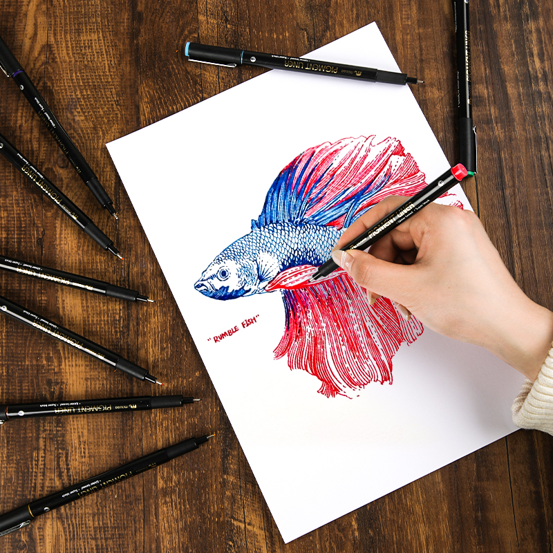 MOBEE 9colors P-621A9EF05 Multicolor Fine Liner Pen OEM ODM Available Water-based Pigment Liner Sketch School Fineliner Pen