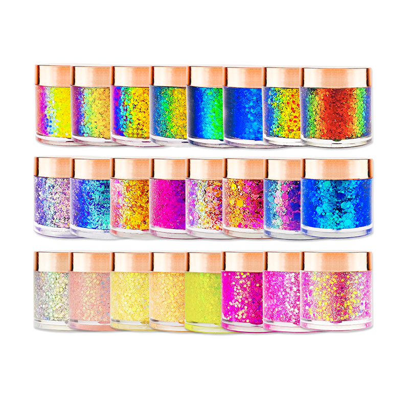 Hot Sales Duochrome Eyeshadow Pigment 5g Chunky Mix Glitter for Dark Skin Tones Loose Chunky Glitter Eyeshadow Shimmer Finish