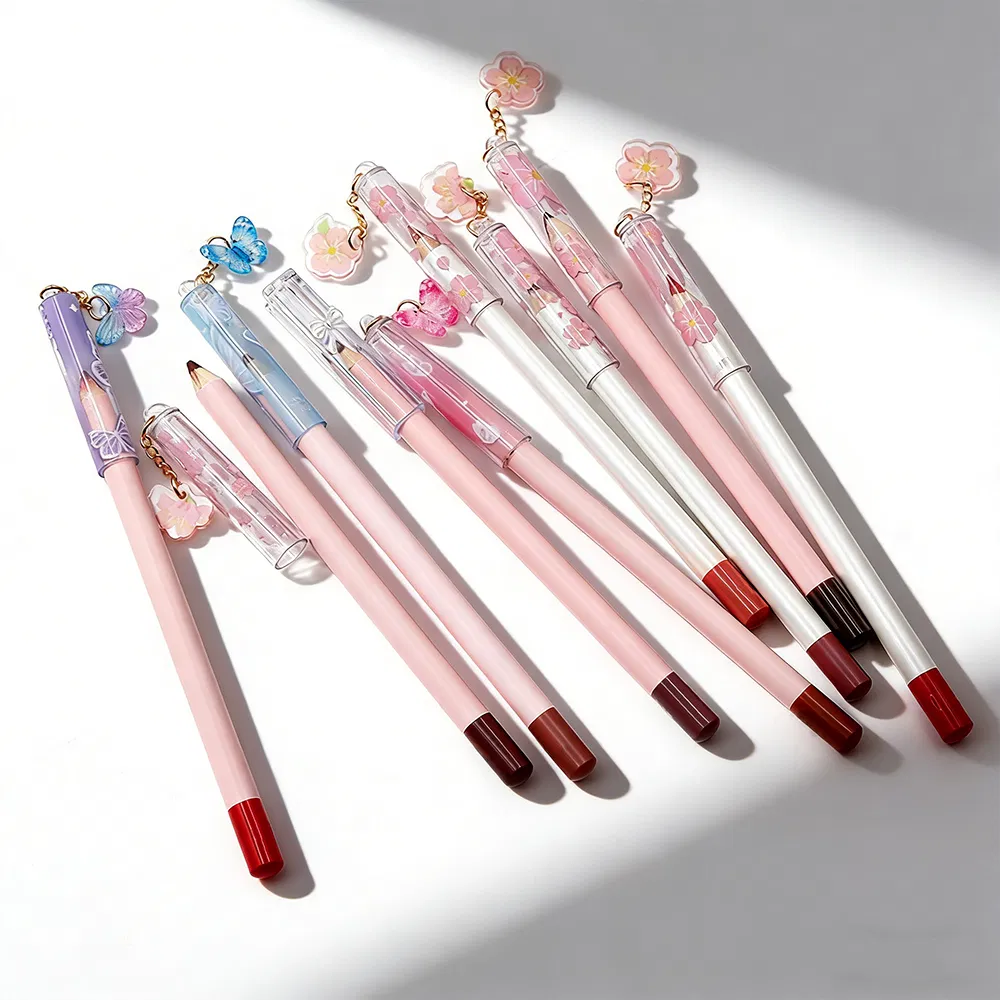 Wholesale Long Lasting Pink Lipliner Cute Keychain Waterproof Private Label Vegan High Pigment Lip Liner Pencil