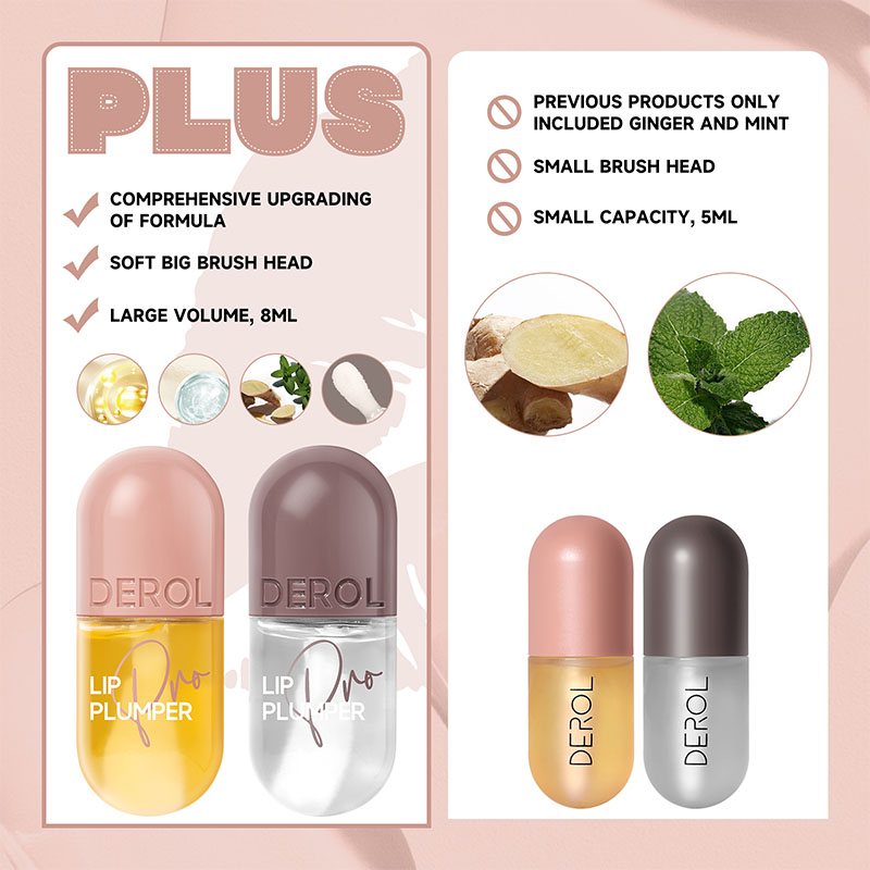 Waterproof Moist Lips Custom Logo Ginger Plumper Lipsgloss Vegan Liquid Lip Plumper Derol Day and Night Lip Care Hydrating