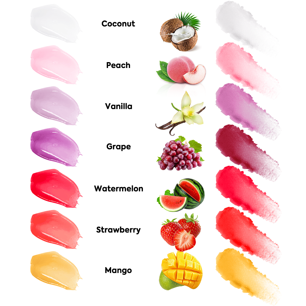 New Arrivals 2 in 1 Pink Vegan Fruit Sugar Lipscrub Exfoliating Smooth Light Brightening Lip Scrub and Balm Set