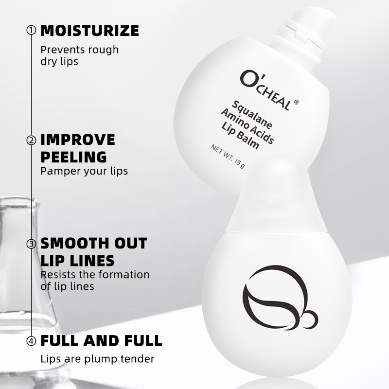 Long-lasting Moisturizing Repair Plump Nourishes Dry Lips Waterproof Liquid Makeup Primer Serum Lip Balm Squalane Amino Fruit