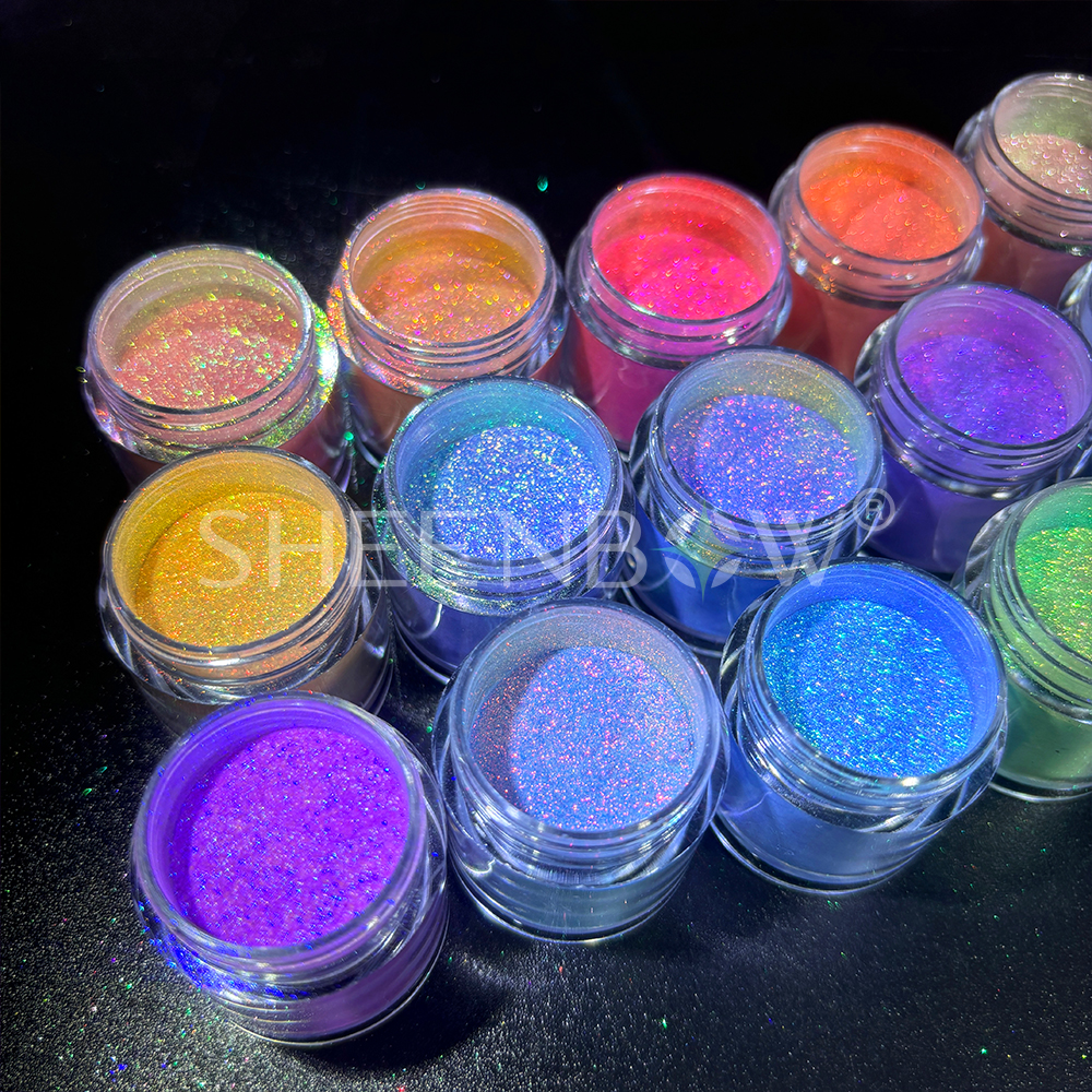 Sheenbow High Pigmented Holographic Multichrome Pigment Glitter Chameleon Powder Duochrome Eyeshadow Loose Powder for Makeup