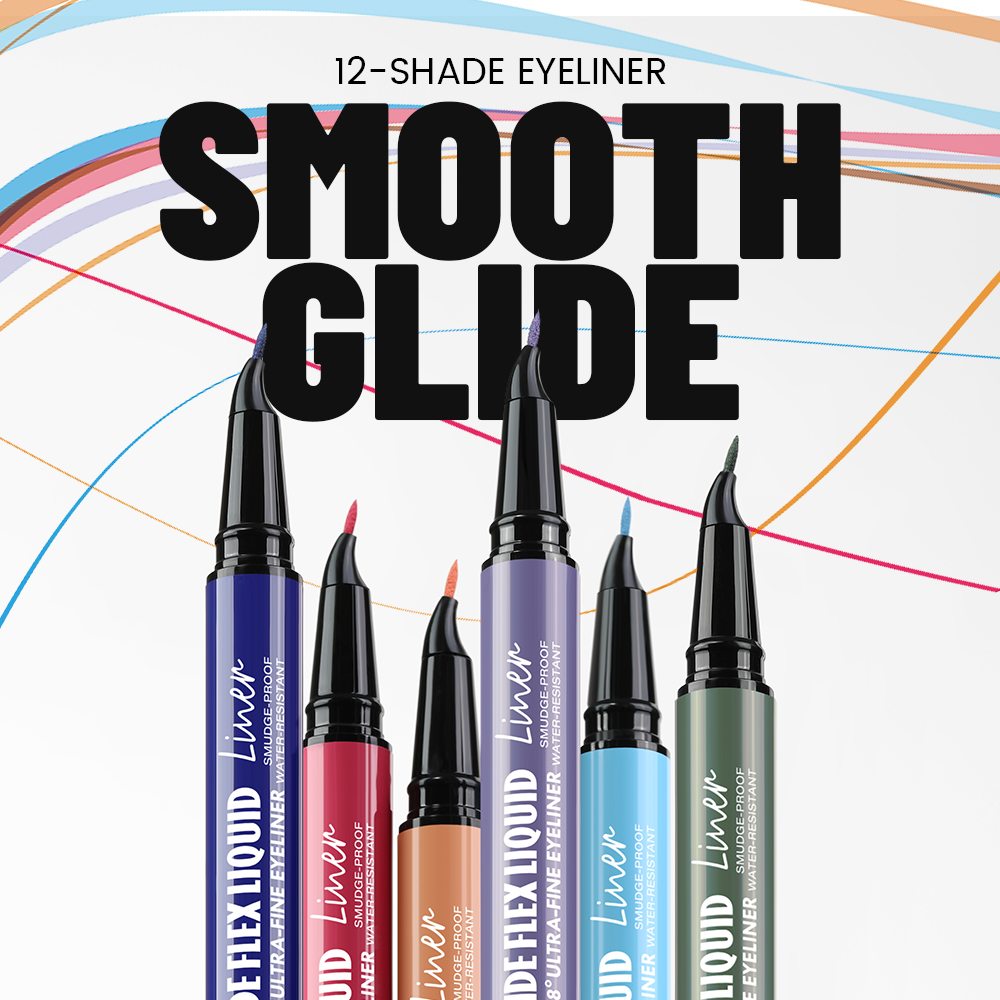 Custom Logo 12 Colors Liquid Eyeliner Pen Waterproof Fine Tip Long Lasting Smudge Proof Eyeliner Makeup Private Label Cosmetics