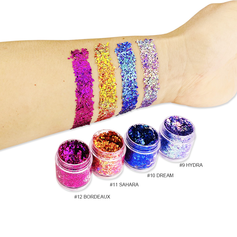 Hot Sales Duochrome Eyeshadow Pigment 5g Chunky Mix Glitter for Dark Skin Tones Loose Chunky Glitter Eyeshadow Shimmer Finish