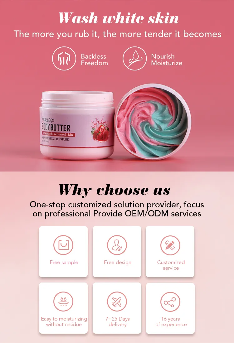 Organic Body Butter Cream Skin Moisturizing Rich Vitamin E Lotion Butter Struuberry Body Lotion