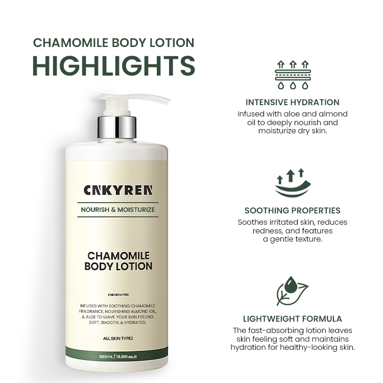 Moisturizing Body Lotion Organic Chamomile Aloe Vera Extract for Sensitive Skin Care Deep Hydration Soothes Dryness