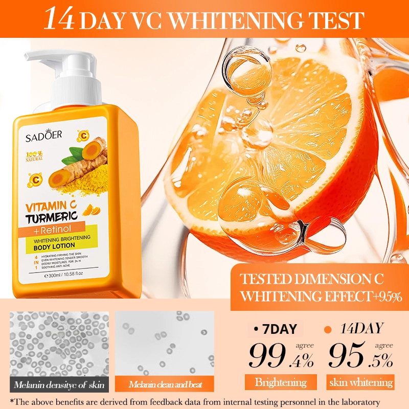 Vitamin C &amp; Turmeric Body Lotion 300ml Retinol Cream for Whitening Nourishing Body Lotion with Shea Butter OEM Supply