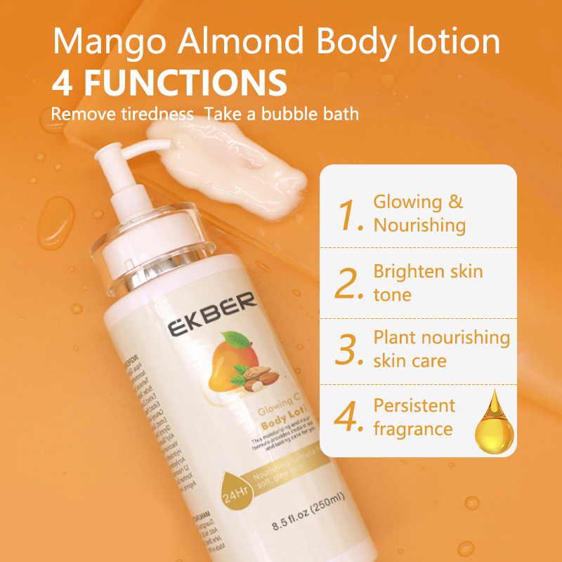 Customize Logo Mango Almond Whitening Body Lotion Organic Cream Mango Almond Scent Body Lotion