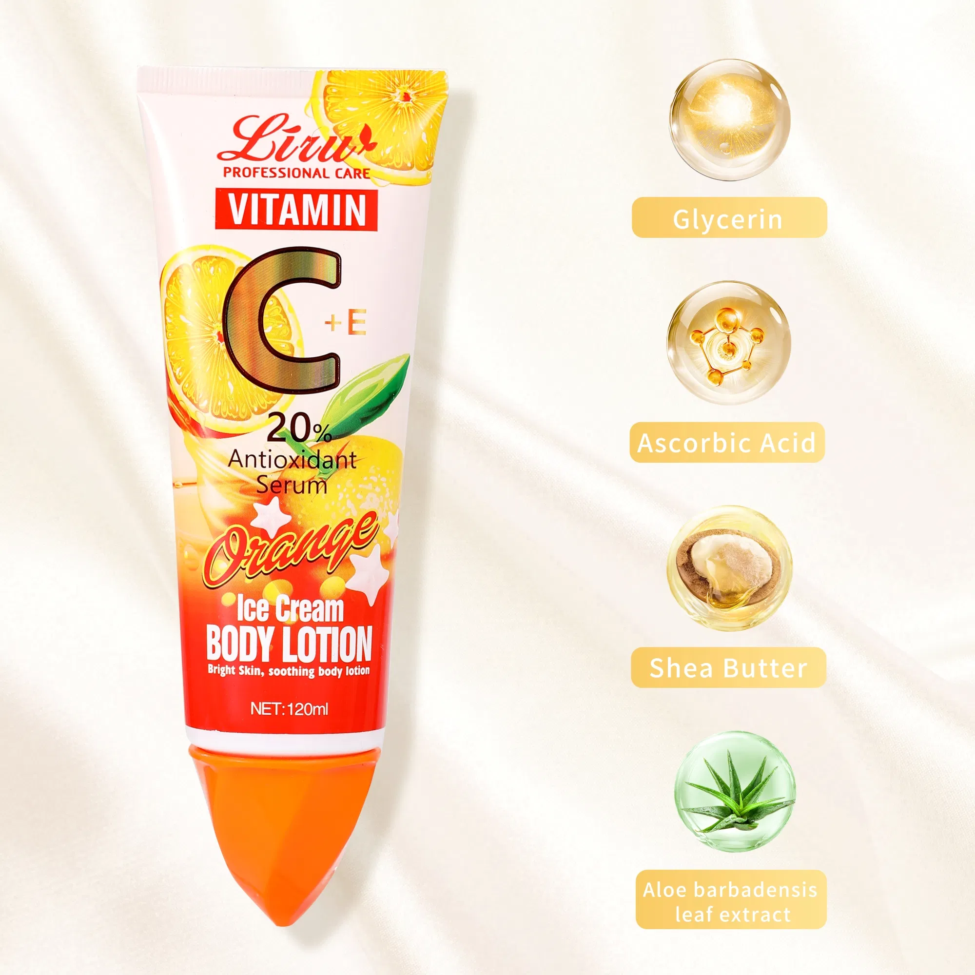 Liru Wholesale OEM Available Natural Vitamin C Antioxidant Repairing Brightening Body Lotion