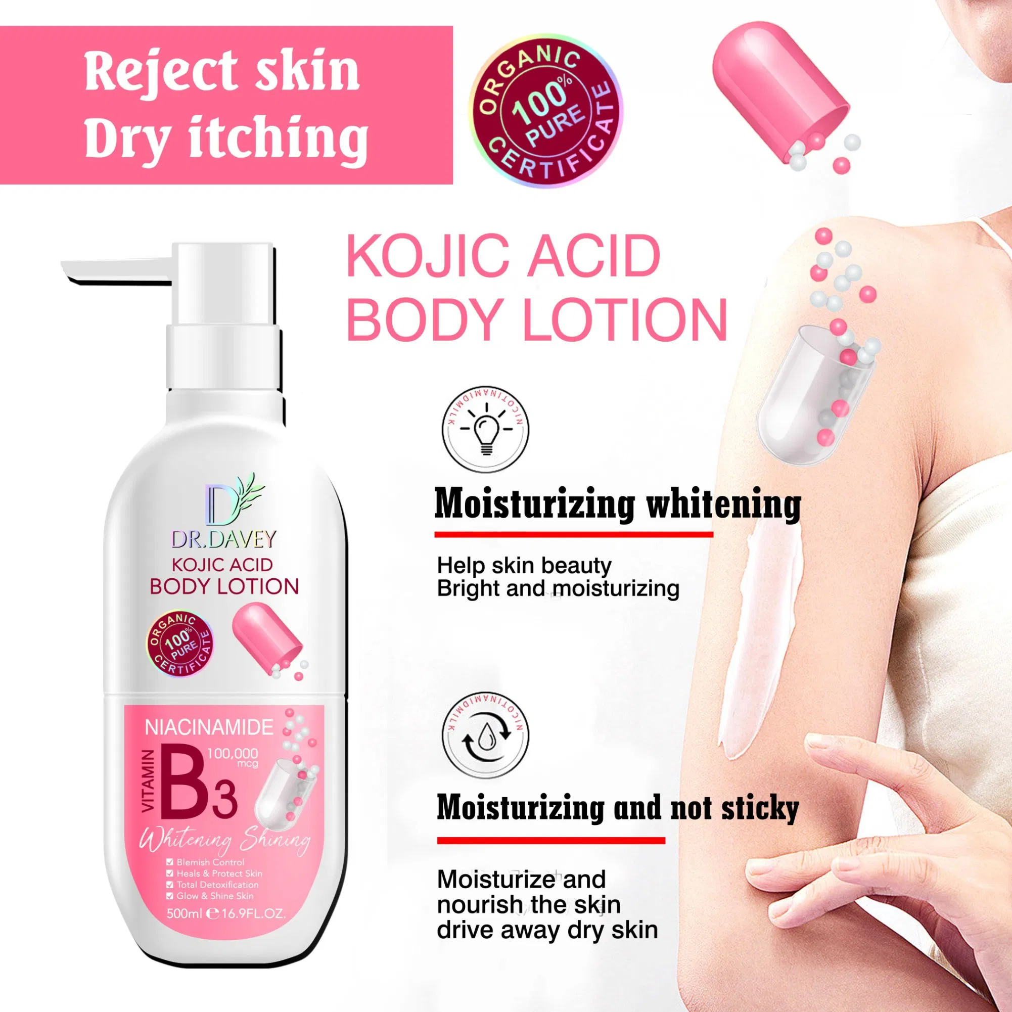 Dr. Davey Vc Extra Whitening B3 Whitening Shining Ve Anti-Acne Brightening Body Lotion 500ml