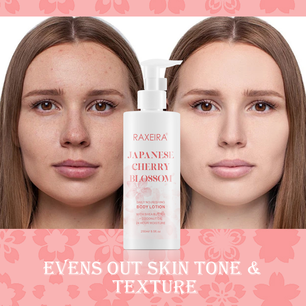 OEM/ODM Japanese Cherry Blossom Customized Body Lotion Moisturizer Skin Whitening Coconut Shea Butter Body Lotion for Dry Skin