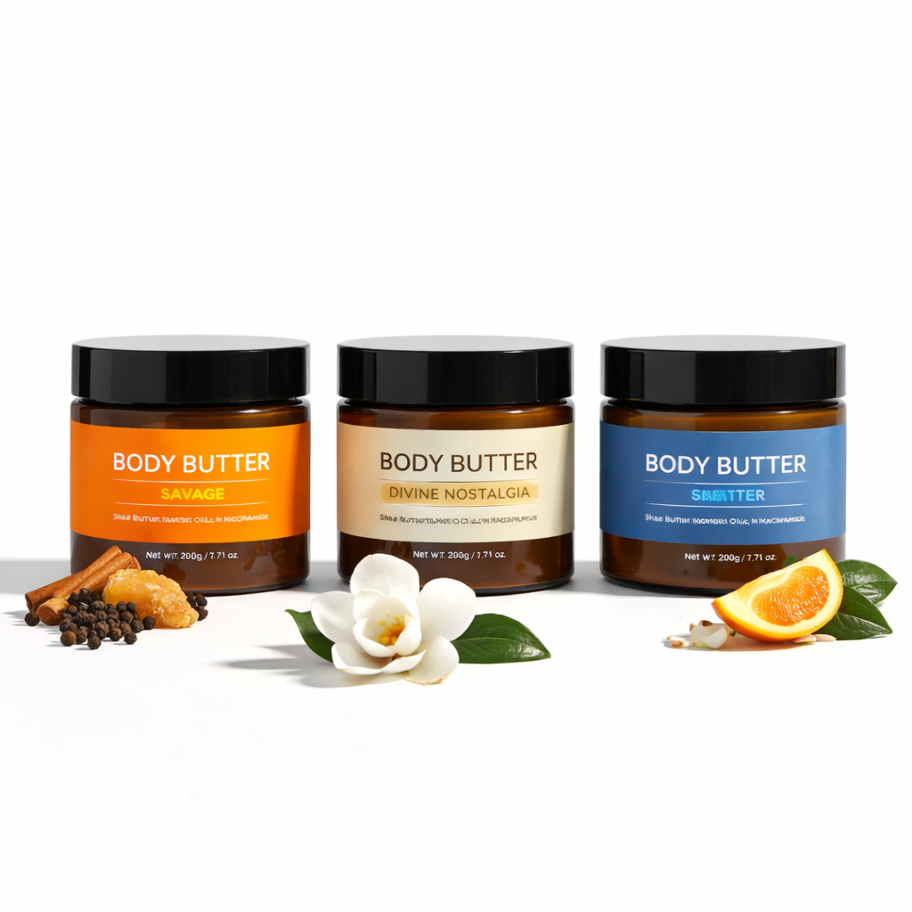 Custom Scent Body Butter | Rich Hydrating Cream In Amber Jar | OEM/ODM Production &amp; Bulk Wholesale For Brand Owners