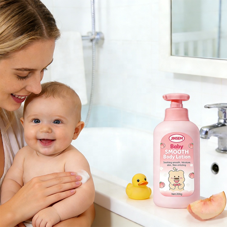 OEM ODM Organic Herbal Baby Body Lotion 200g Jojoba Oil Peach Nourishing Moisturizing All Skin Types Skincare
