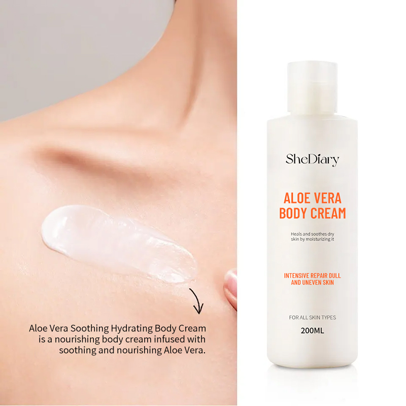 Private Label SheDiary Aloe Vera Butter Body Lotion Cream Moisturizing Whitening Soothing Brightening Milk Body Lotion for Women