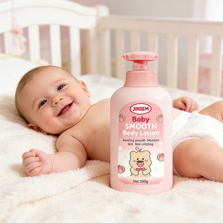 OEM ODM Organic Herbal Baby Body Lotion 200g Jojoba Oil Peach Nourishing Moisturizing All Skin Types Skincare