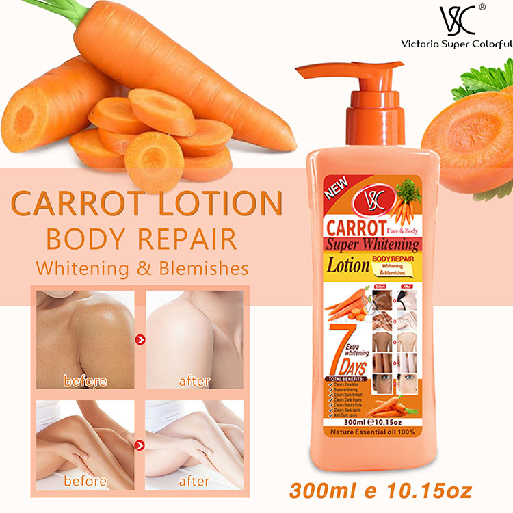 Wholesaler 300ml Organic Turmeric Body Lotion Super Whitening Papaya Carrot Formula Moisturizing and Dark Spots Removal