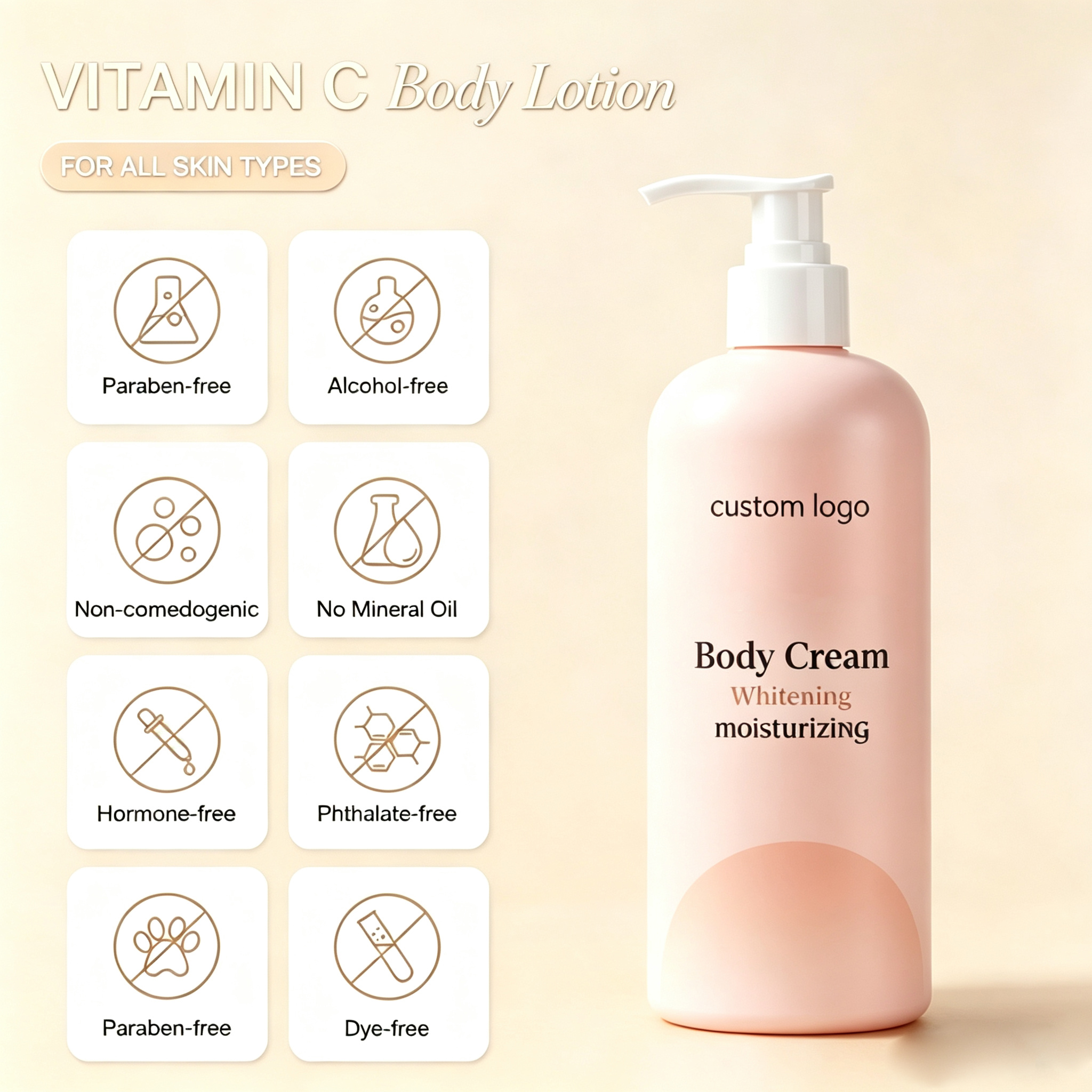 Vitamin C Body Lotion Whitening Even Skin Tone Deep Moisturizing Firming Nourishing Hydrating Body Care Lotion