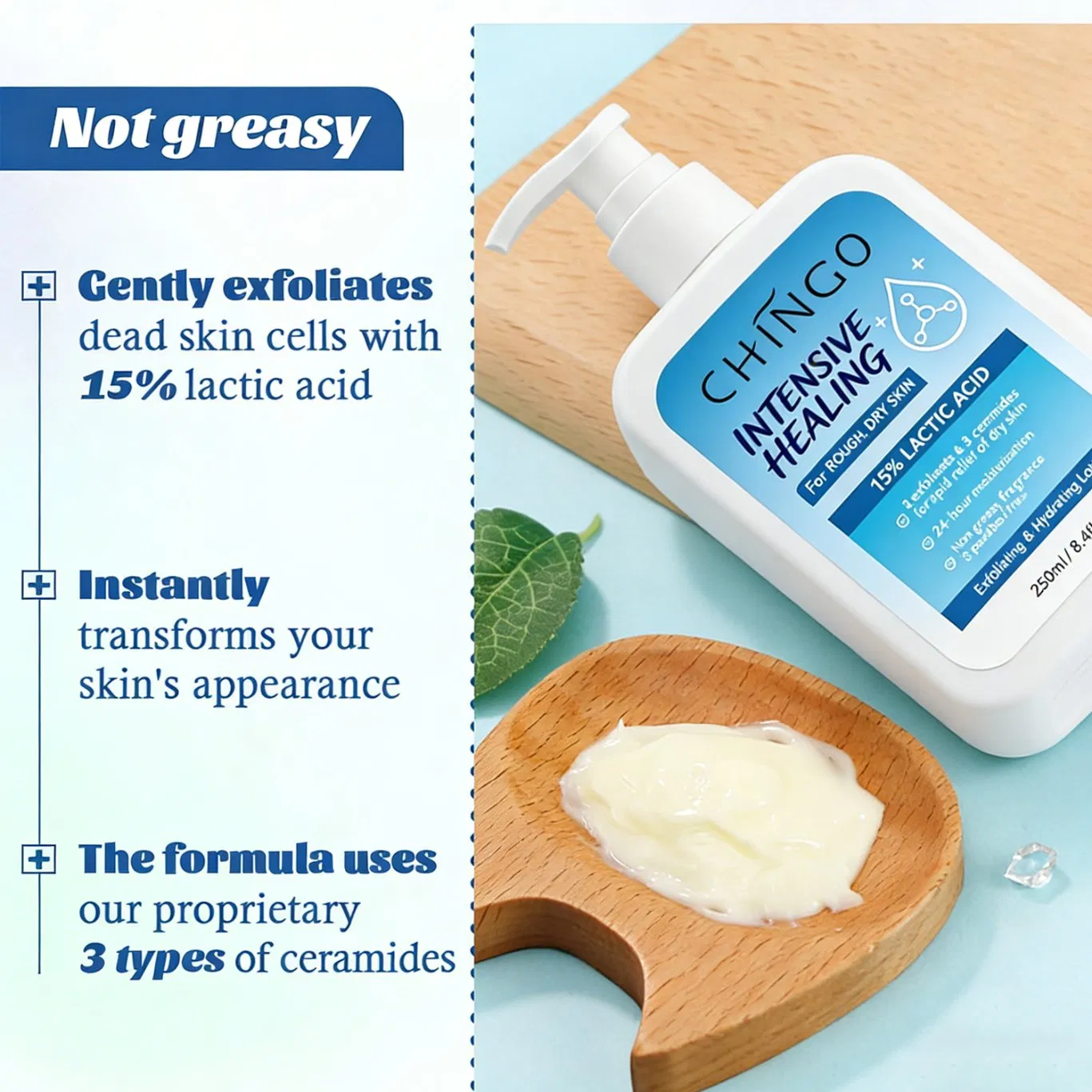 Organic Body Moisturizer Lotion 15% Lactic Acid Exfoliating Hydrating Body Lotion