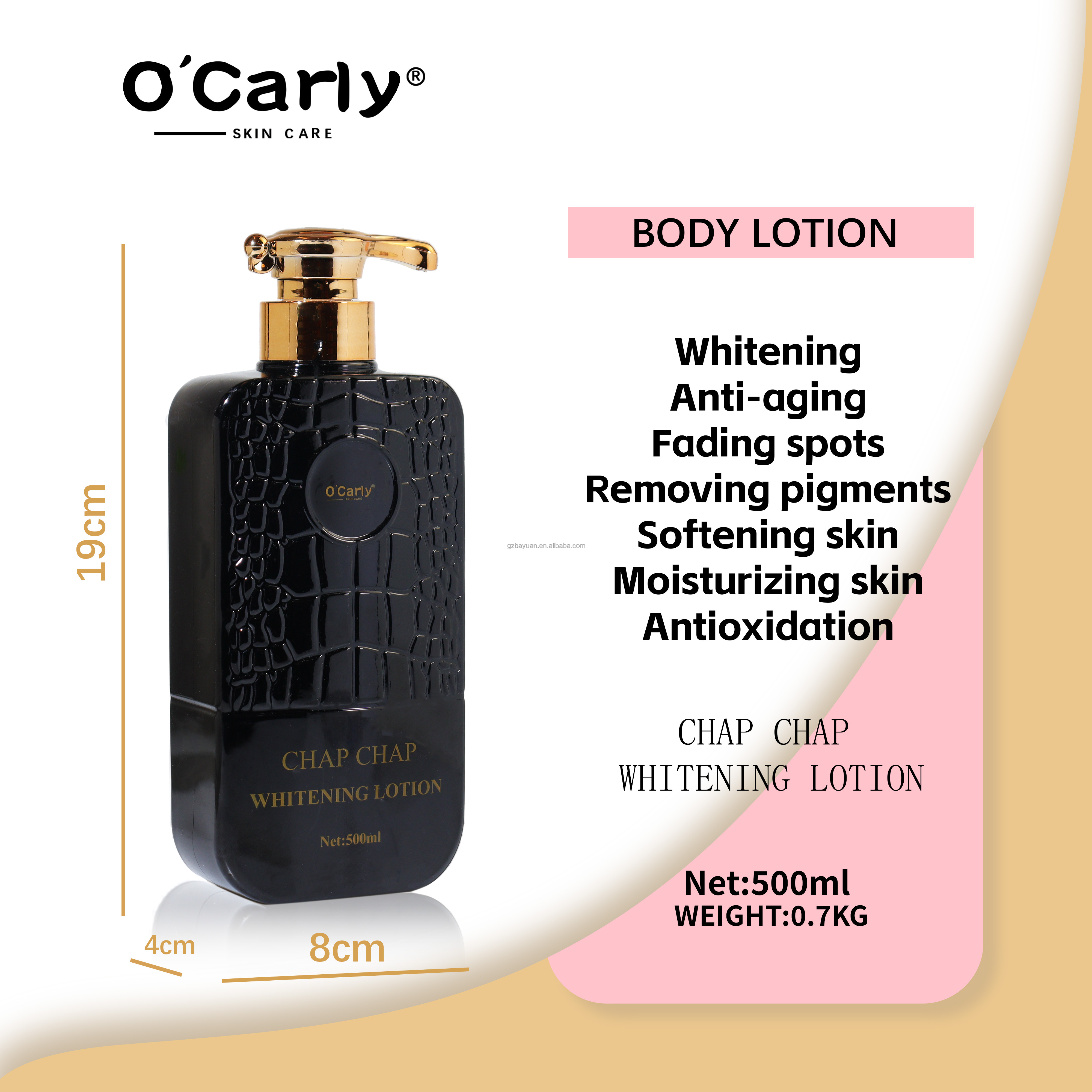 O'Carly Private Label Vegan Organic 500ml Luxury Whitening Body Cream &amp; Lotion for Black Skin