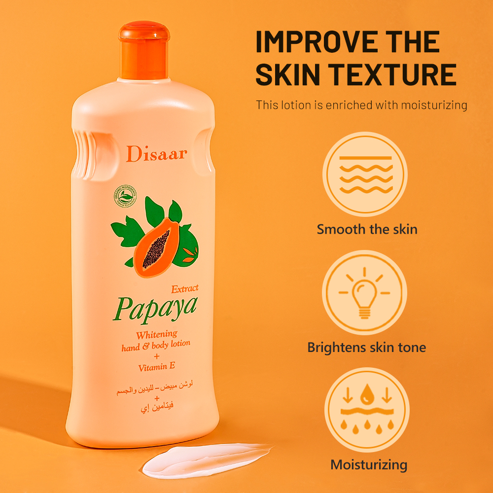 Disaar 600ML Organic Papaya Skin Whitening Body Lotion Vitamin E Enriched Moisturizer Removes Melanin and Keeps Skin Fair Smooth