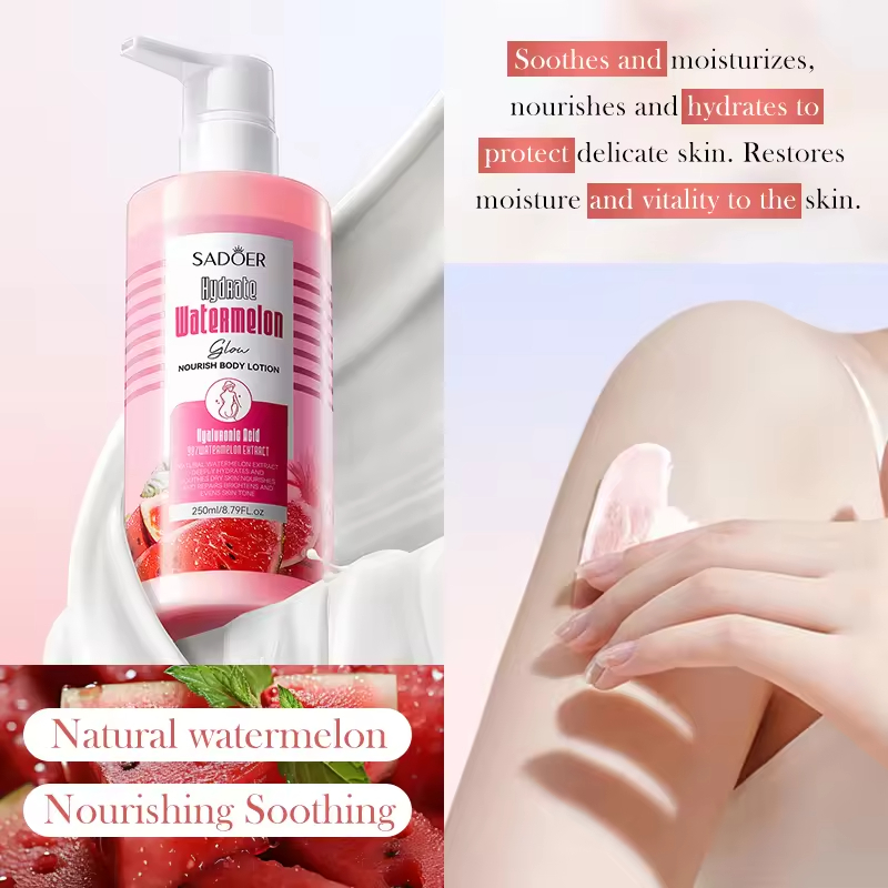250ml Organic Vegan Whitening Exfoliating Moisturizing Body Lotion Watermelon Soft Smooth Skin Lasting Gentle Nourishing Daily