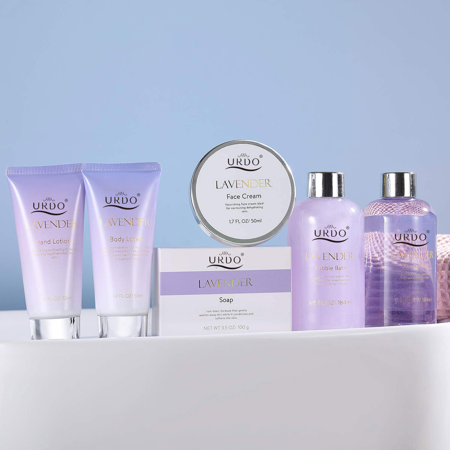 Private Label Luxurious 6 Pcs Spa Lavender Flavor Moisturizing Trendy Herbal Body Wash Lotion for Women Christmas Gifts