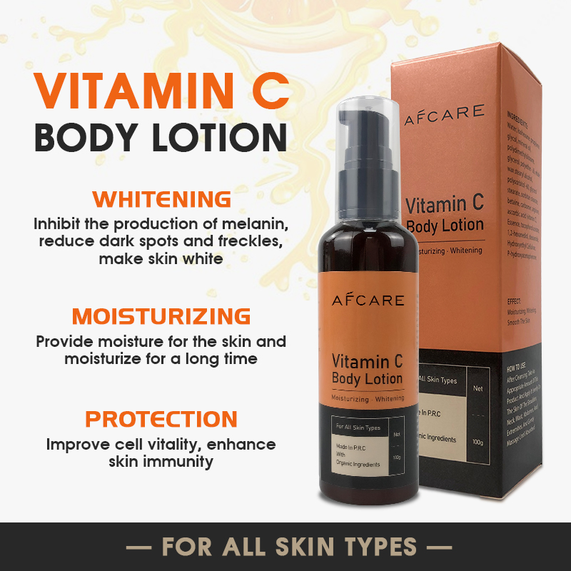 Private Label OEM Organic Skin Repair Whitening Hydrating Soothing Brightening Vitamin C Body Lotion