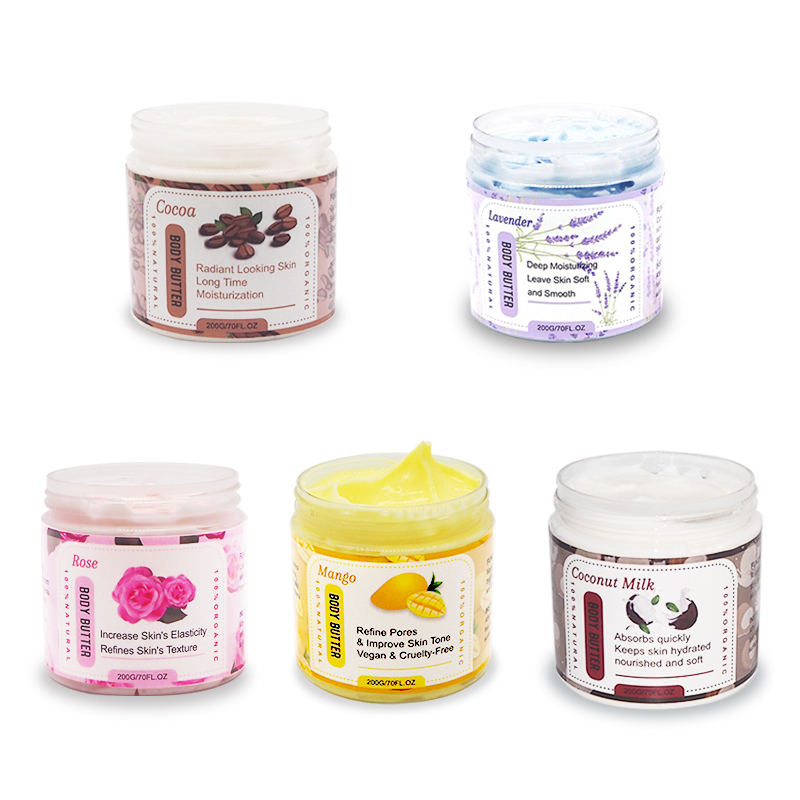 Han Linger Private Label Natural Organic Body Lotion Skin Care Rose Cream Colorful Whipped Body Butter