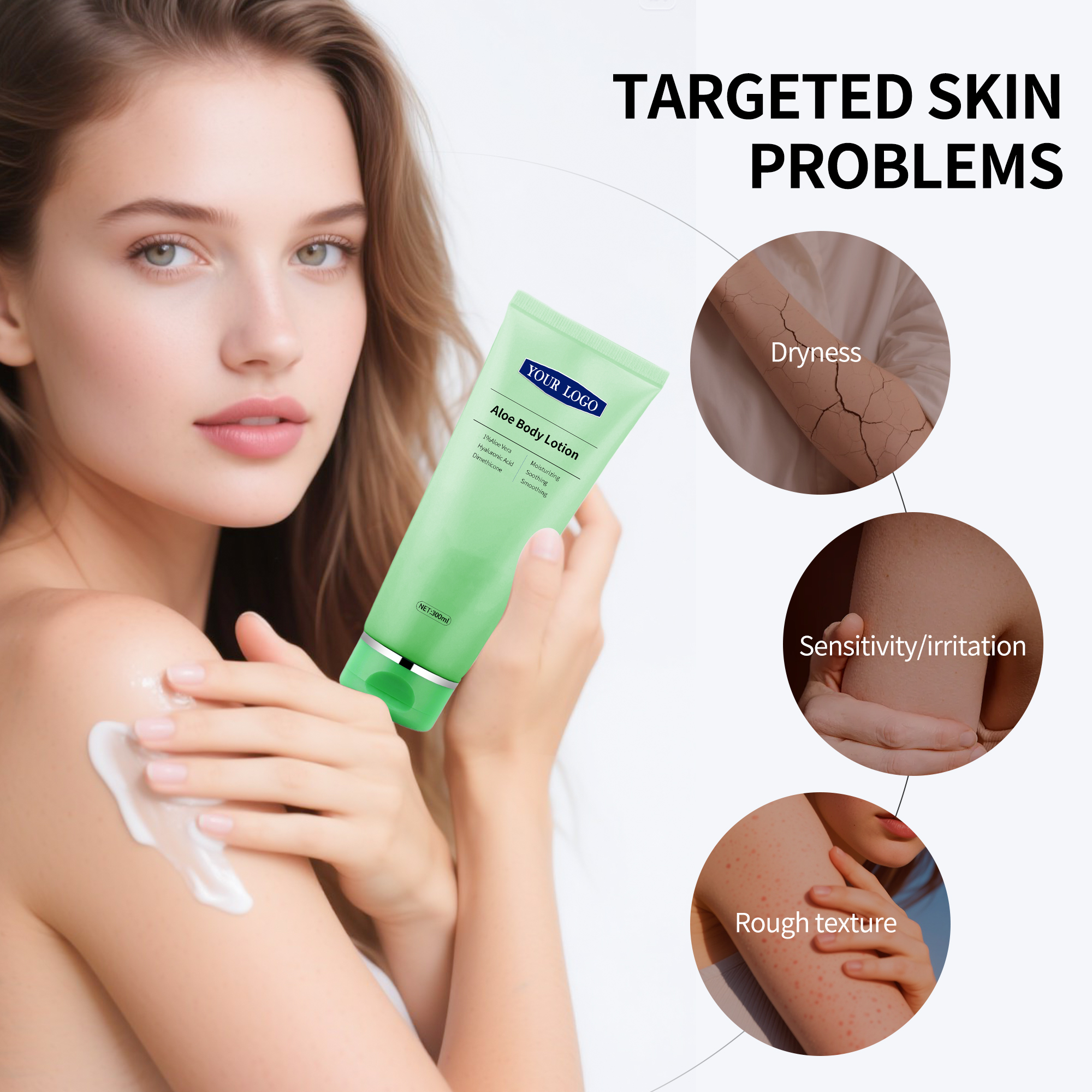 Private Label Aloe Body Lotion Deeply Nourishing Hydrating Skin Provides Smooth Soft Texture Enhanced Moisture Retention