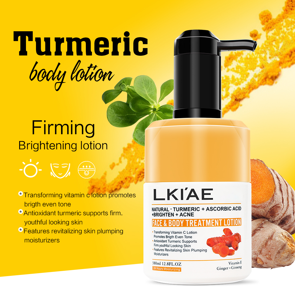 Turmeric &amp; VC Body Lotion, 24H Hydrating for Dry, Dark &amp; Brown Skin, Brighten, Oil Control &amp; Soothe Acne in Summer