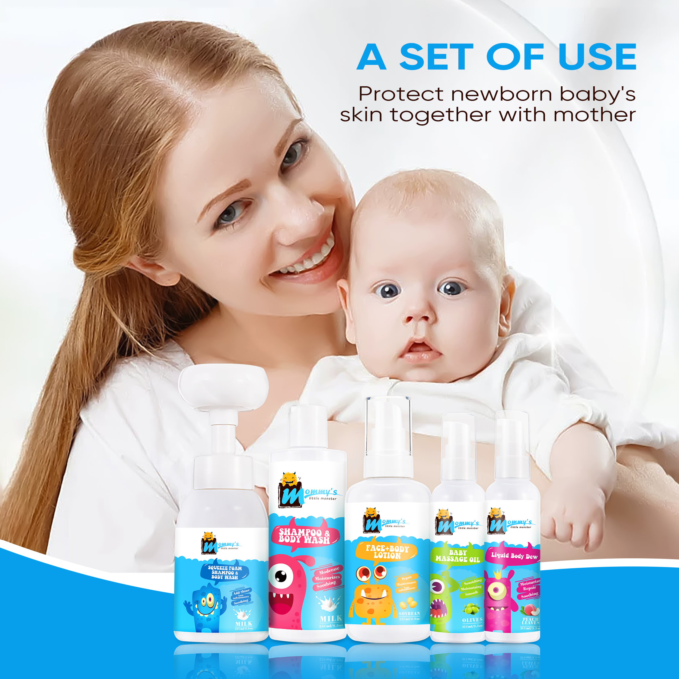 Paraben-free Shea Butter Vitamin E Organic Kids Baby Facial Cream Body Lotion Set for Baby