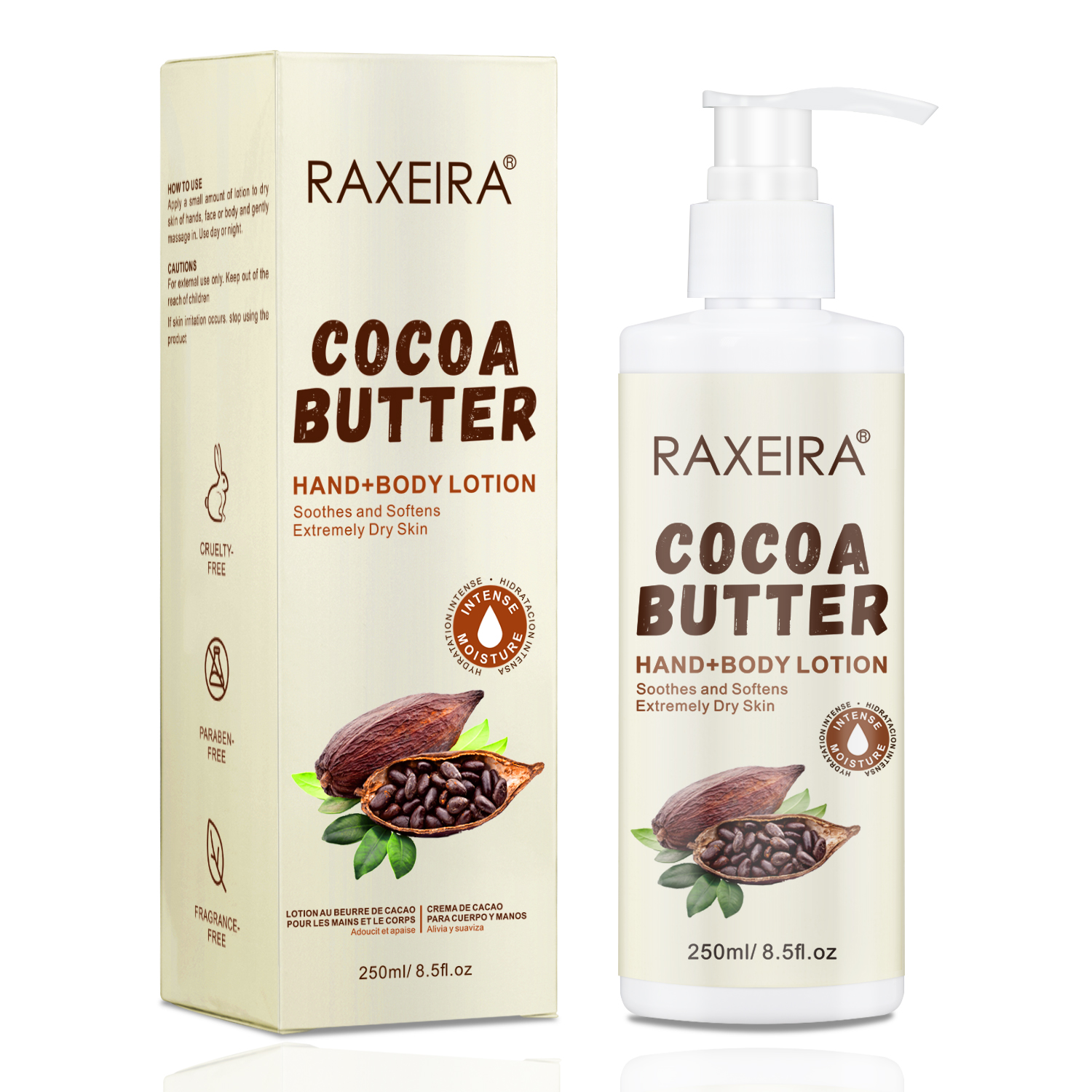 OEM Vegan 250ml Cocoa Butter Hand Body Lotion Private Label Natural Moisturizing Smoothing Whitening Body Lotion for Black Skin