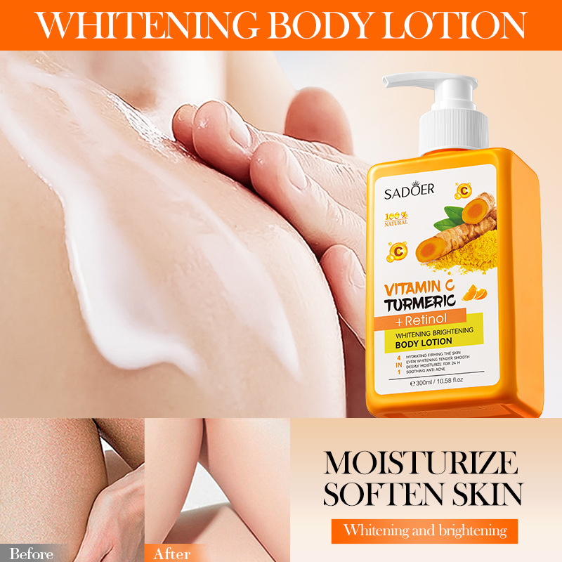 Vitamin C &amp; Turmeric Body Lotion 300ml Retinol Cream for Whitening Nourishing Body Lotion with Shea Butter OEM Supply