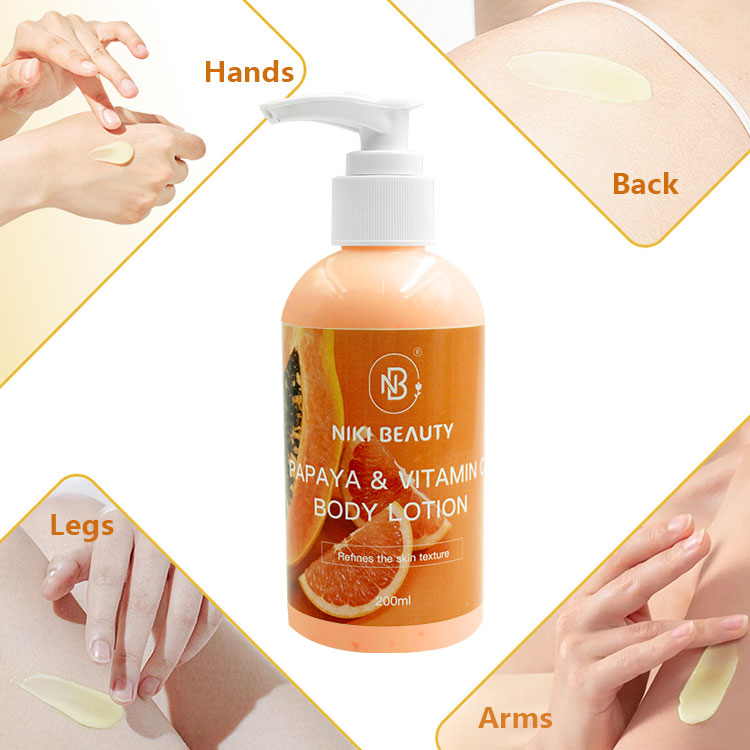 Private Label Vitamin C Enriched Papaya Body Lotion 200ml Moisturizing Skin Lightening Vegan Eco-Friendly Wholesale Body Lotion